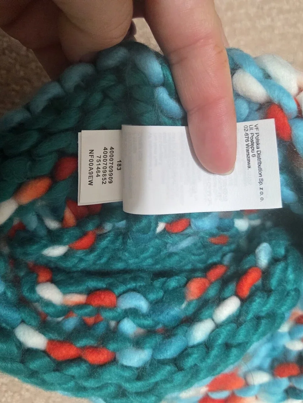 The North Face Nanny Handknit Chunky Pom Pom Unisex Beanie One Size Colorful